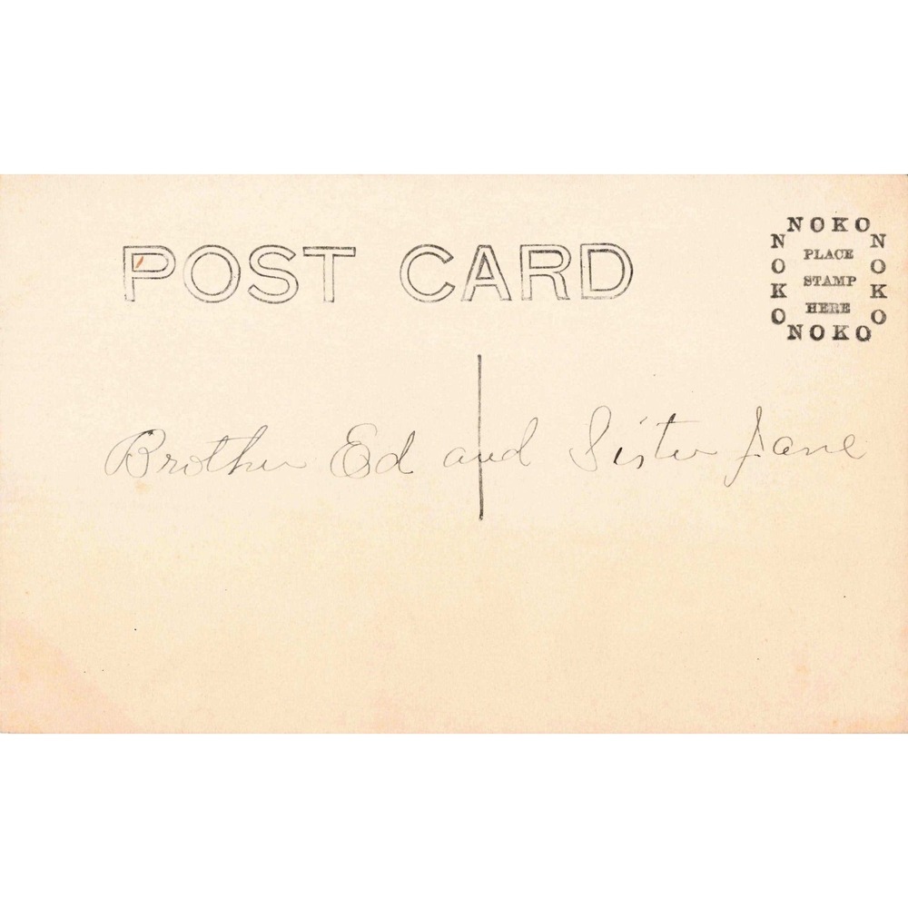 Antique RPPC Real Photo Postcard Woman Portrait Brother Ed Sister Jane NOKO - Picture 2 of 2